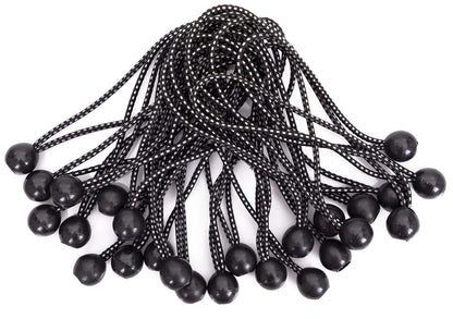 Kotap BB-9B Ball Bungee Cord, Heavy-Duty & Versatile, Indoor & Outdoor, Tarp Tie-Down, Organize & Secure, 9 Inch, Black, 25 Pack