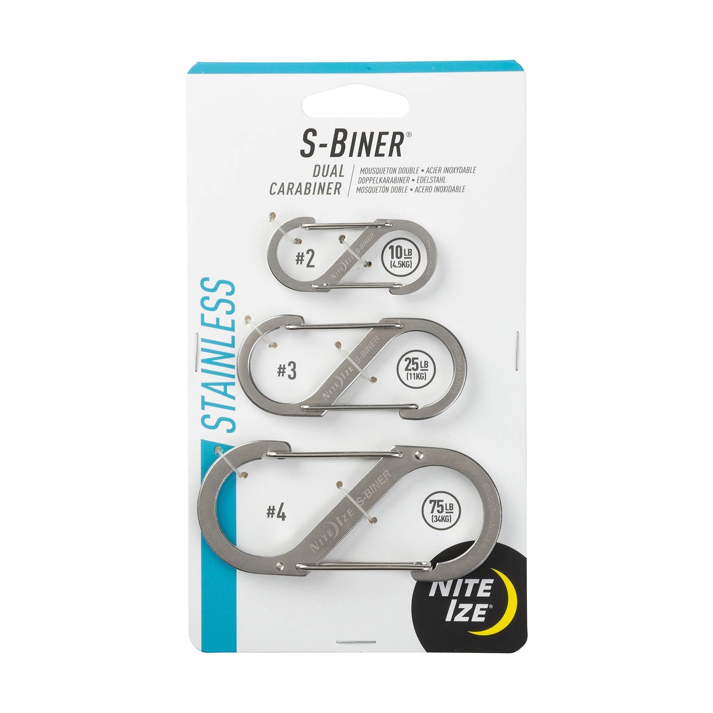 Nite Ize SB234-03-11 S-Biner Carabiner, Assorted, Stainless