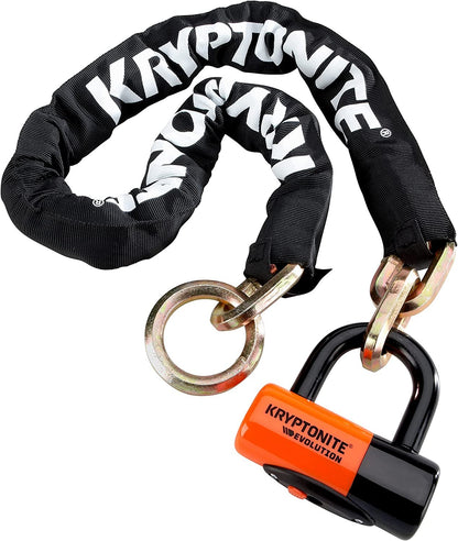 Kryptonite New York Cinch Ring Security Chain (12mm x 130cm) withEVS4 Disc 14mm Shackle