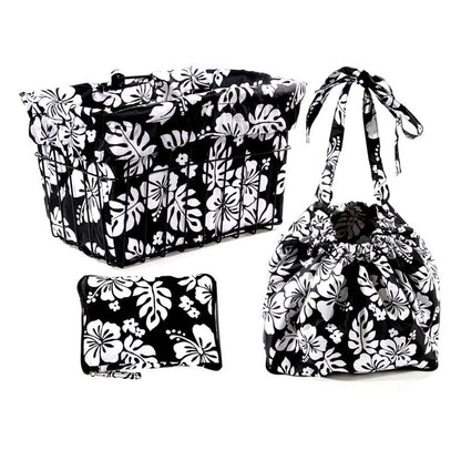 Cruiser Candy Bicycle Basket Liner 15 "x 12" x 10" (Black Hibiscus)