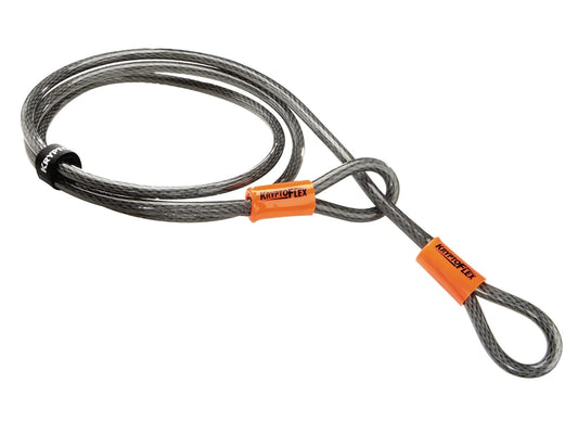Kryptonite KryptoFlex Security Cable, 2.6FT/4FT/7FT/30FT Long Braided Steel Flex Bike Lock Anti-Theft Cable with Looped Ends for Outdoor Equipment, U-Lock and Padlock, 5mm-10mm Thick,Grey/Orange