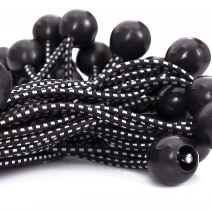 Kotap BB-9B Ball Bungee Cord, Heavy-Duty & Versatile, Indoor & Outdoor, Tarp Tie-Down, Organize & Secure, 9 Inch, Black, 25 Pack