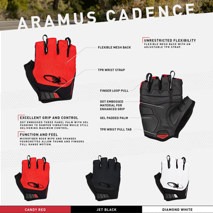 Lizard Skins Aramus Cadence Short Finger Cycling Gloves – 3 Colors Unisex Padded Road Bike Gloves