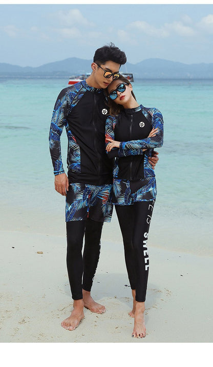 Men's Full Body Long Sleeve Swimwear Beachwear Surf Snorkel Dive Suit Set
