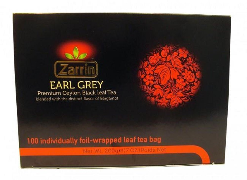 Zarrin Earl Grey Premium Ceylon Black Leaf Tea (100 individually foil-wrapped tea bags)