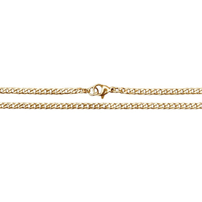 3mm Cuban Link Chain Necklace - 14K Gold Plated Stainless Steel - Triathlete Store