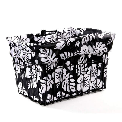 Cruiser Candy Bicycle Basket Liner 15 "x 12" x 10" (Black Hibiscus)