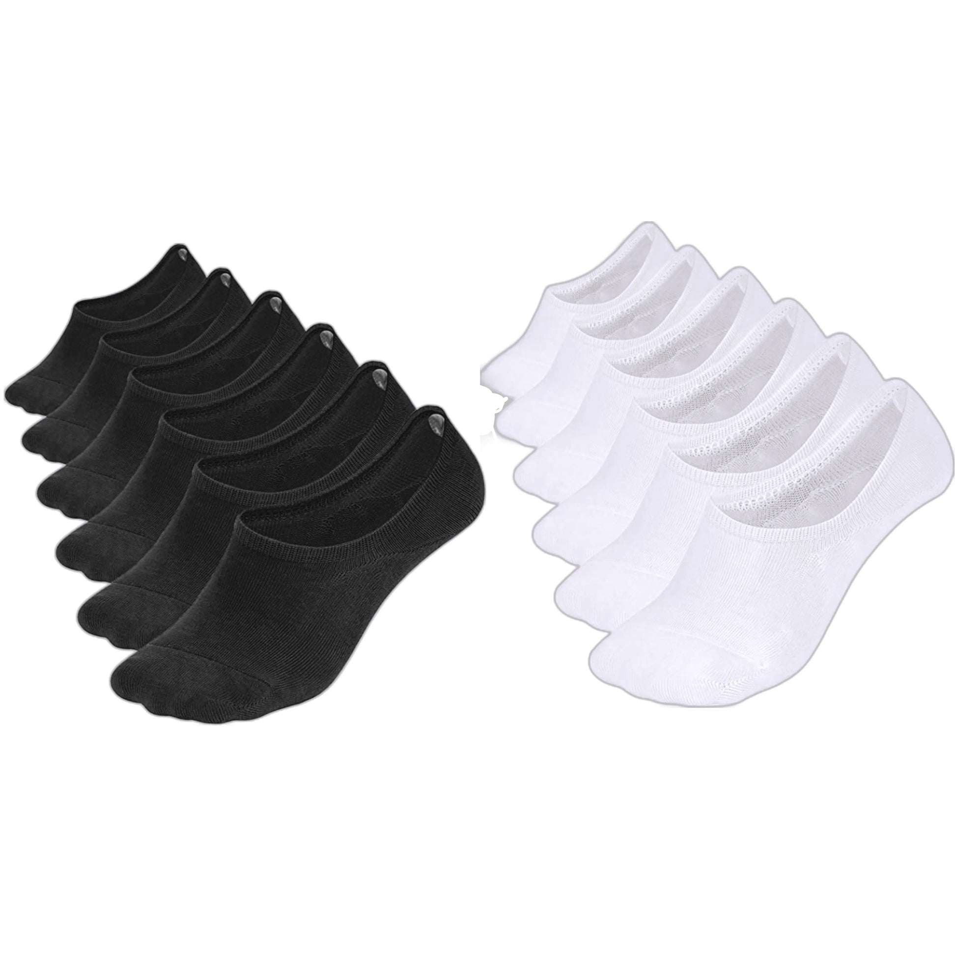 Comfort Rich Men's No Show Socks - Black, and White Cotton, Size 10-13 - Triathlete Store