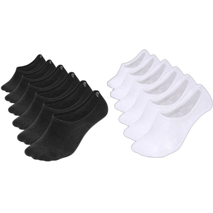 Comfort Rich Men's No Show Socks - Black, and White Cotton, Size 10-13 - Triathlete Store