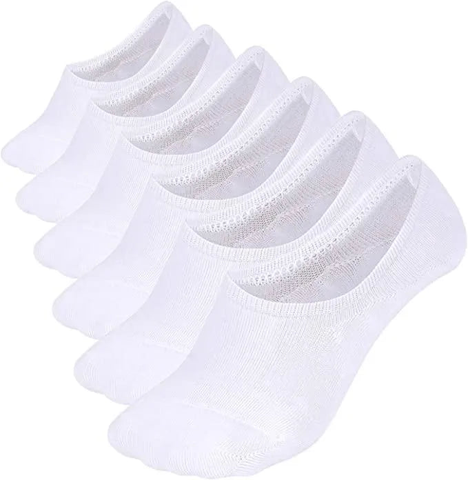 Comfort Rich Men's No Show Socks - Black, and White Cotton, Size 10-13