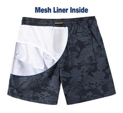 Men's Swim Shorts Quick Dry Beach Board Shorts with Mesh Lining New Summer Swimwear Surfing Swim Trunks for Men Men's Shorts Athletic Shorts Men's Spring and Summer Street Leisure Sports Drawstring Men's Short