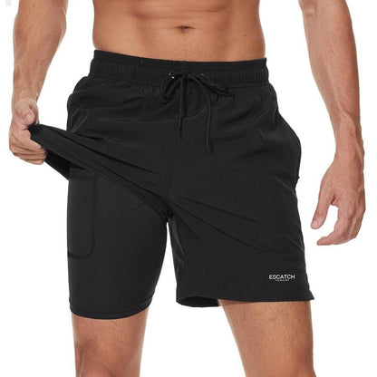 Men's Swimming Trunks with Compression Liner 2 in 1 Quick-Dry Gym Sports Shorts Swim Shorts with Pockets  Beach Swimming Trunks Quick Dry Swim Shorts with Pockets