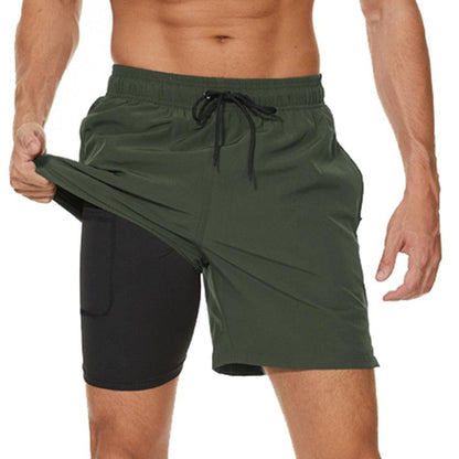 Men's Swimming Trunks with Compression Liner 2 in 1 Quick-Dry Gym Sports Shorts Swim Shorts with Pockets  Beach Swimming Trunks Quick Dry Swim Shorts with Pockets