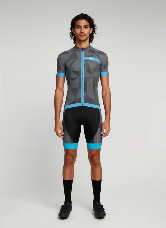 Men’s Elite Graphite Cycling Jersey & Bib Shorts – Road & Gravel Performance Kit