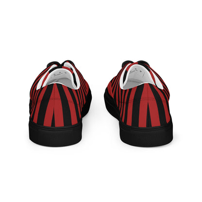 Black and Red Striped Men’s Lace-up Canvas Shoes