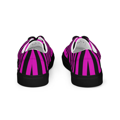 Black and Pink Striped Men’s Lace-up Canvas Shoes