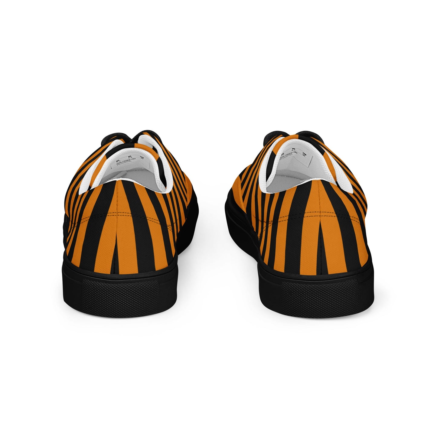 Black and Orange Striped Men’s Lace-up Canvas Shoes