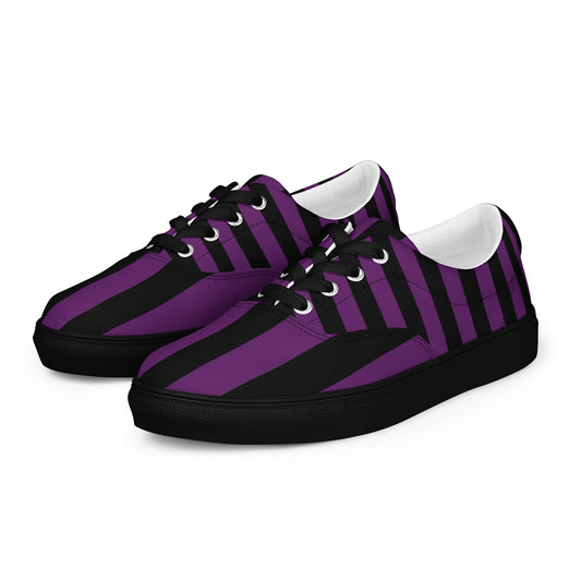 Black and Purple Striped Men’s Lace-up Canvas Shoes