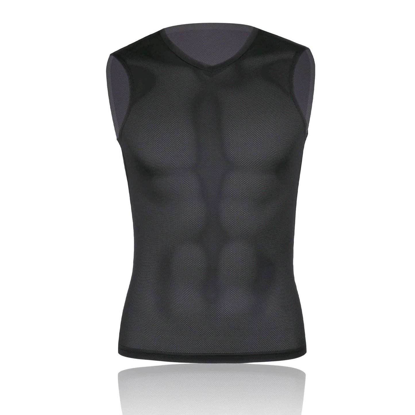 Men's Mesh Base Layer - Black Sleeveless Cycling Undershirt