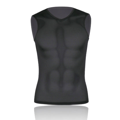 Men's Mesh Base Layer - Black Sleeveless Cycling Undershirt