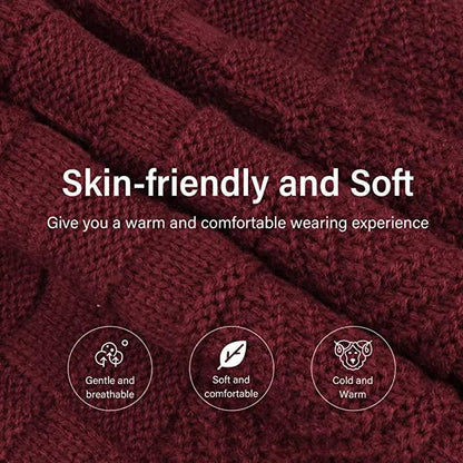 Mens Womens Winter Beanie Hat Scarf Set Warm Knit Hat Thick Fleece Lined Winter Cap Neck Warmer for Men Women