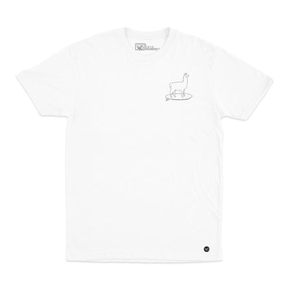 Surfing Llama White Tee - Organic Cotton