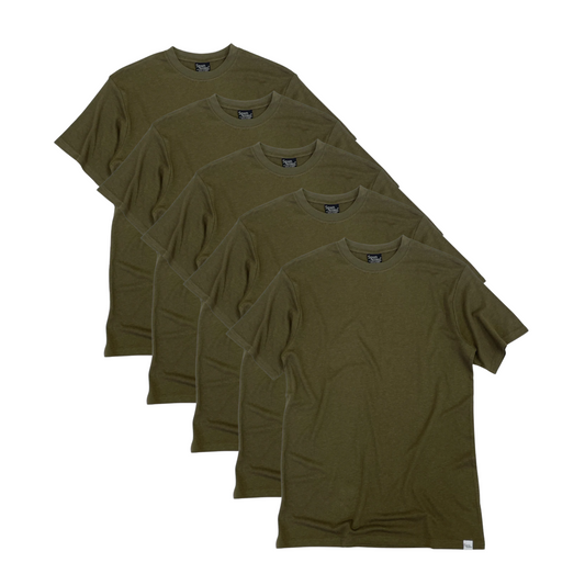 Men's Bamboo Viscose/Organic Cotton Short Sleeve T-Shirt Military Olive Color - 5-Pack