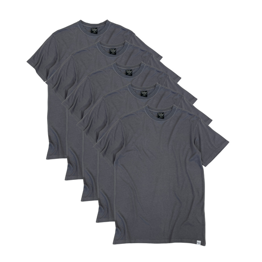 Men's Bamboo Viscose/Organic Cotton Short Sleeve T-Shirt Charcoal Grey Color - 5-Pack