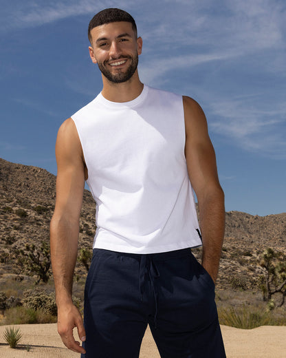 Mid Weight Cropped Sleeveless White