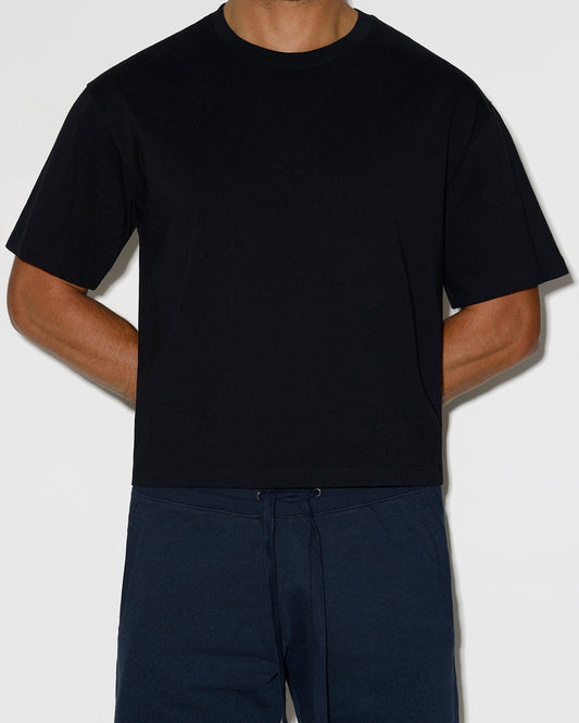 Mid Weight Cropped Boxy T-Shirt Black