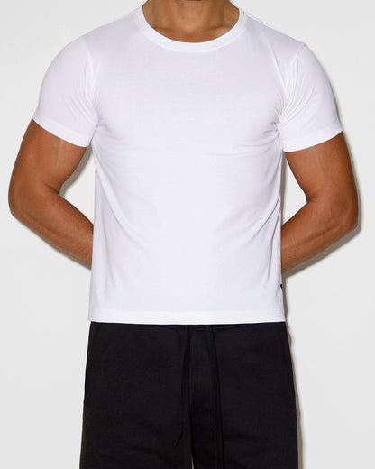 Mid Weight Cropped Fitted T-Shirt White