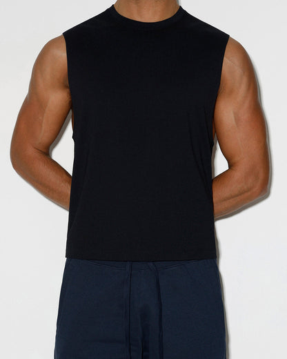 Mid Weight Cropped Sleeveless Black