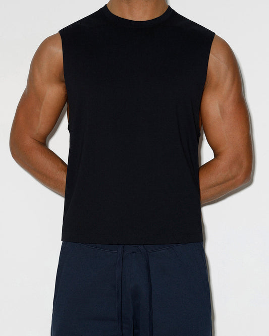 Mid Weight Cropped Sleeveless Black