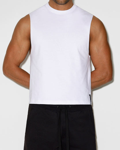 Mid Weight Cropped Sleeveless White