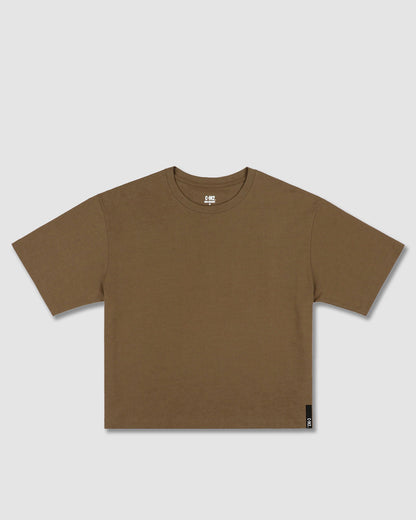 Mid Weight Cropped Boxy T-Shirt Dark Nude