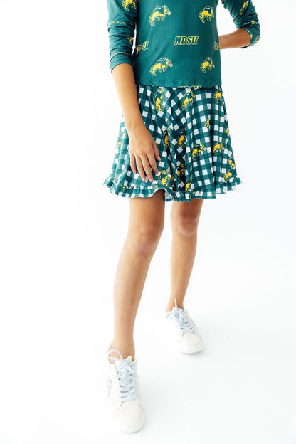 North Dakota State University Plaid Bison Ruffle Twirl Skort