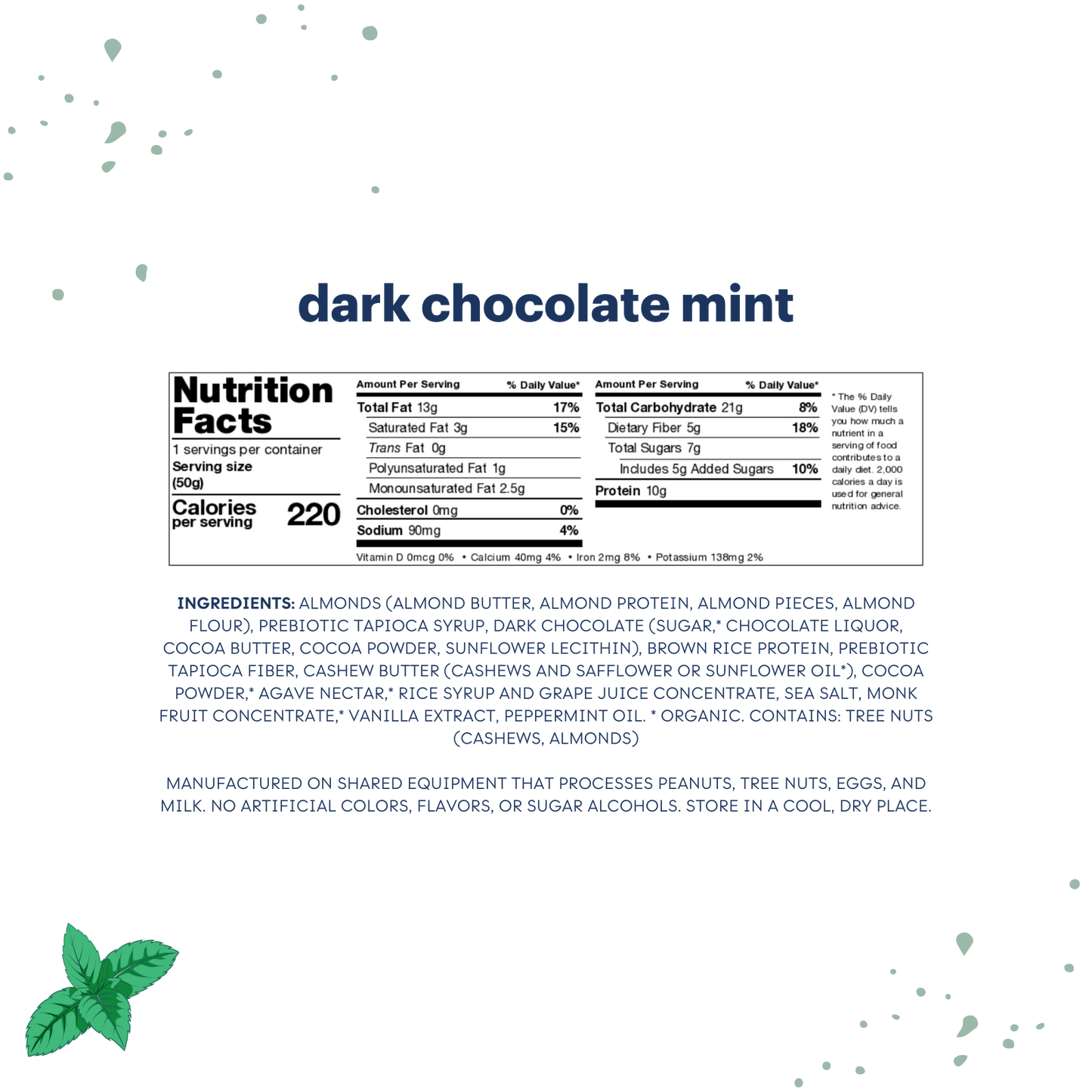dark chocolate mint nutrition bars