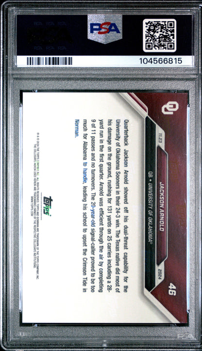 Graded 2024 Topps Bowman U Now Jackson Arnold #46 Rookie RC Football Card PSA 10 Gem Mint