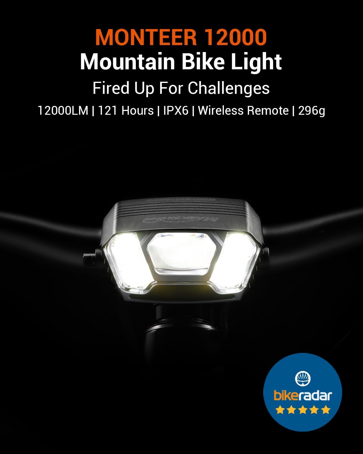 Magicshine MONTEER 12000 Mountain Bike Light,IPX6 Waterproof 12000 Lumen Max Output,20,000mAh Type-C Battery Pack with Reverse Charging Ultimate MTB Light