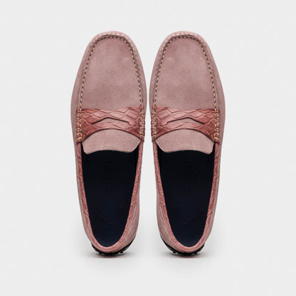 31-160-CDY MONZA Sueded Calfskin with Crocodile Driver Candy