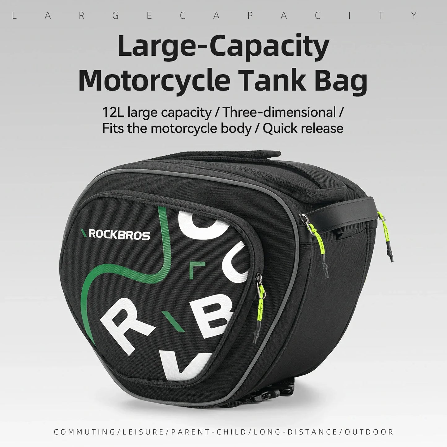 Motorcycle Tank Bag Helmet Bag 12L With Rain Cover