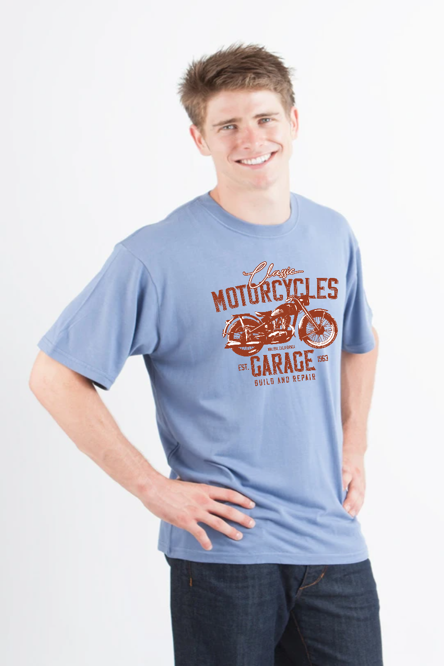 Motorcycles Garage Men's Bamboo Viscose/Organic Cotton Short Sleeve Graphic T-Shirt