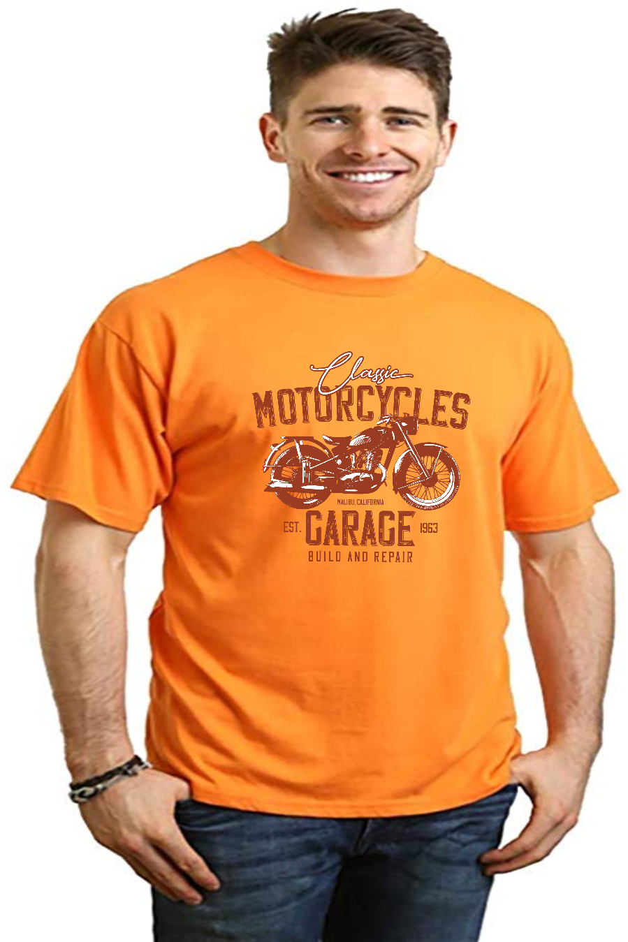 Motorcycles Garage Men's Bamboo Viscose/Organic Cotton Short Sleeve Graphic T-Shirt