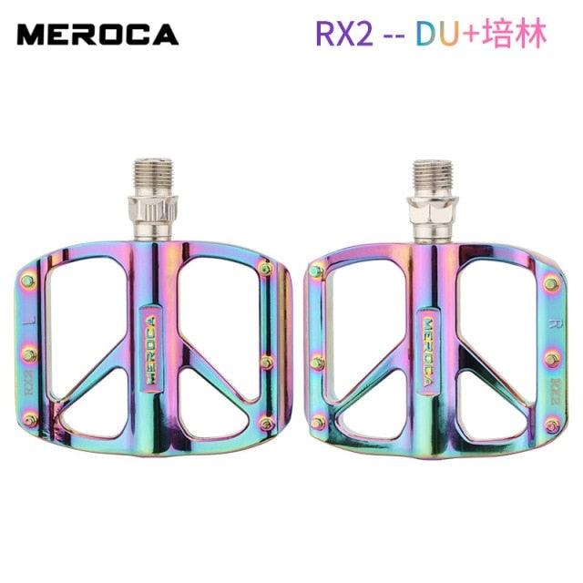 Mountain Bike Flat Pedals Aluminum Alloy Anti-Skid Pedal Sealed DU Bearing Pedal Bicycle Parts Sealed Bearing Mountain Bicycle Flat Pedals Lightweight Aluminum Alloy Wide Platform Cycling Pedal -Universal Lightweight Aluminum Alloy Platform