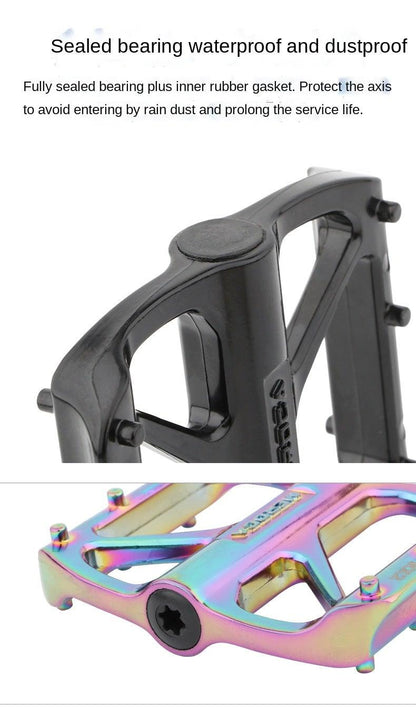 Mountain Bike Flat Pedals Aluminum Alloy Anti-Skid Pedal Sealed DU Bearing Pedal Bicycle Parts Sealed Bearing Mountain Bicycle Flat Pedals Lightweight Aluminum Alloy Wide Platform Cycling Pedal -Universal Lightweight Aluminum Alloy Platform