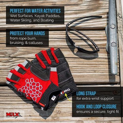 Sailing Gloves With Sticky Palm 3-4 Cut Fingers Kayaking & More Unisex
