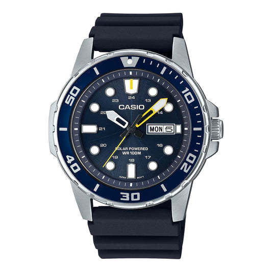 Casio Men’s Blue Dial Solar Stainless Steel Sport Wristwatch - MTP-S110-2AVCF