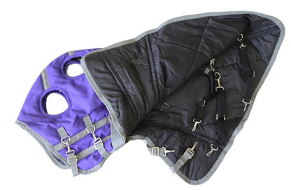 AJ Tack 1200D Waterproof Turnout Horse Blanket with Hood - Purple