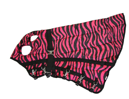 AJ Tack 600D Waterproof Hood - Pink Zebra - Small