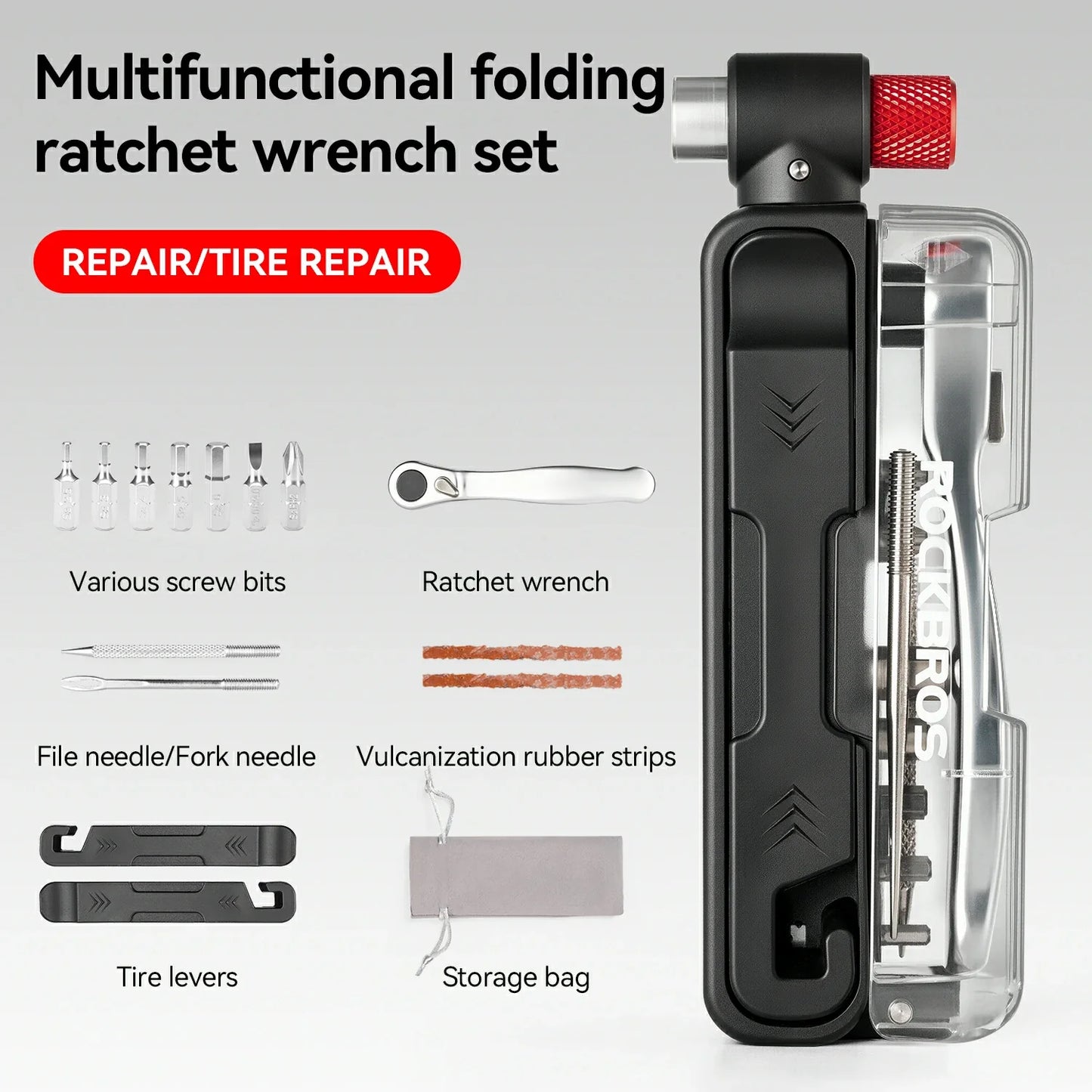 Multifunctional Mini Ratchet 15 In 1 Bike Repair Tool Kit for Cycling Emergencies